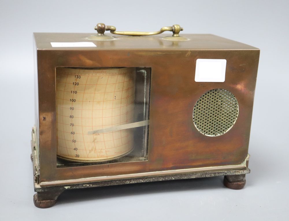 A brass bound thermograph, width 21cm height 15cm